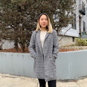 Zara coat | Tartan pattern | grey | wool/polyester